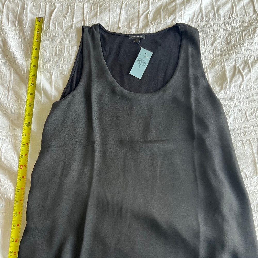 Black Shell Tank Ann Taylor Large Petite Never Worn New with Tags